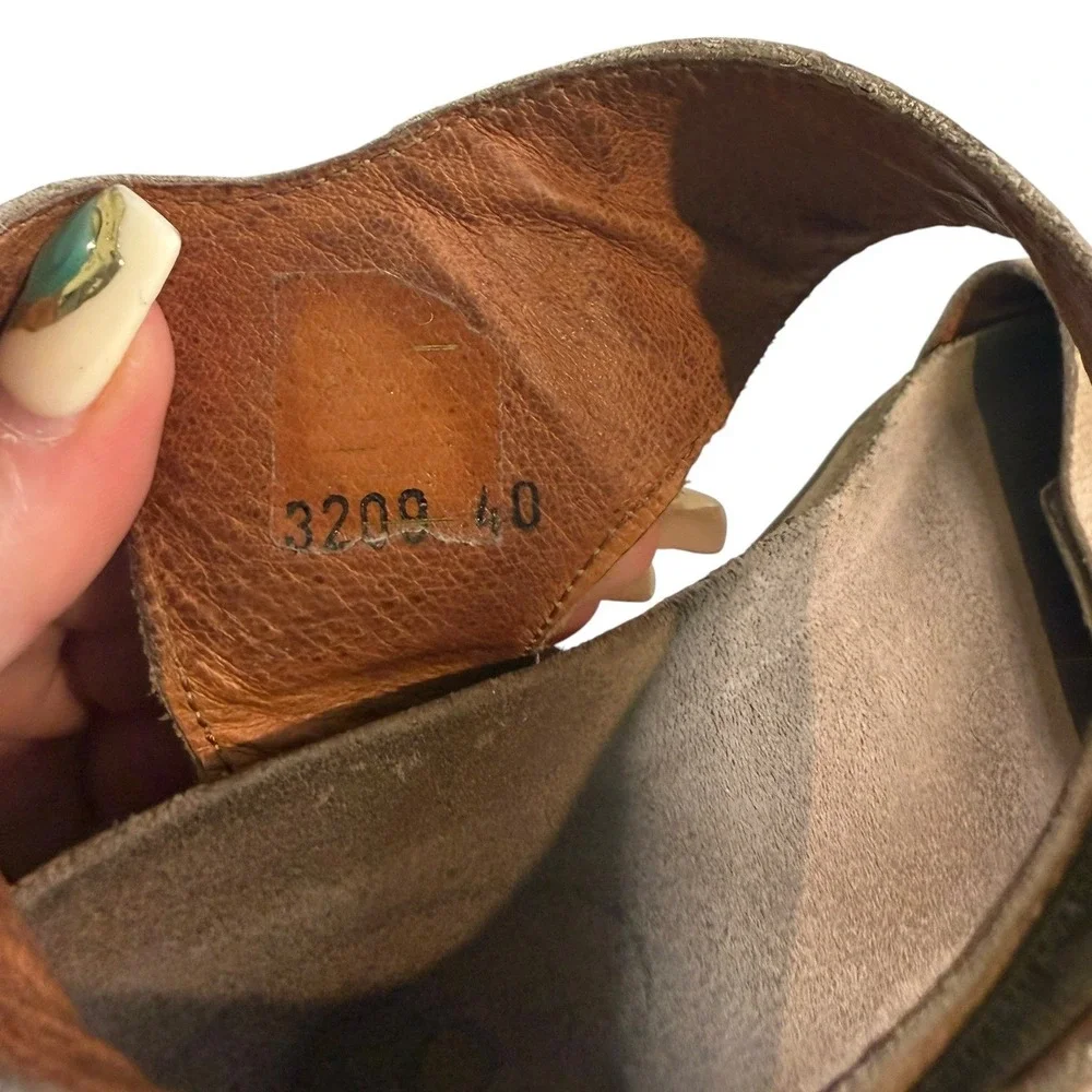 Taos Carousel 3 Tan Leather Wedge Sandals Medallion Boho Womens 40 US 9-9.5